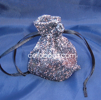3x4 Sparkle Fabric Wedding Favor Gift Bags/Pouches - Black