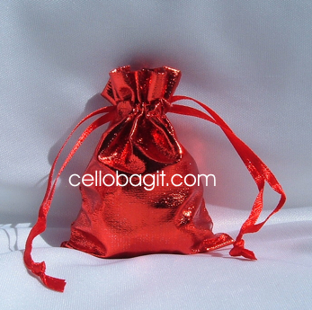 3x4 Metallic Lame Wedding Favor Gift Bags/Pouches - Red