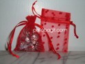 3x4 Tulle Polka Dots Wedding Favor Gift Bags/Pouches - Red